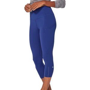 Lululemon Fast & Free Reflective Crop Leggings II Nulux 19" Royal Blue Size 6